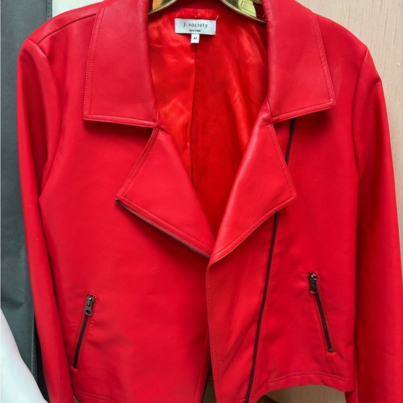 J Society Moto Jacket Women’s size M Full Zip Red Stained on Back see pictures - Picture 3 of 15